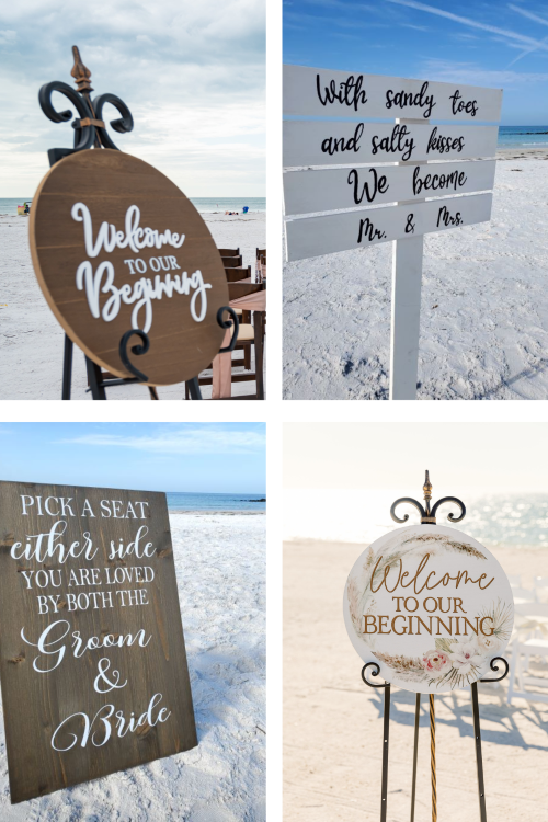 Beach wedding signs